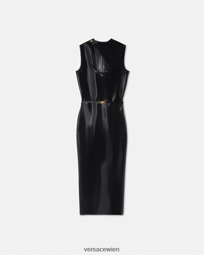 Schwarz Medusa Biggie Latexkleid mit Ausschnitten Versace Frauen Kleidung 8N4XJD66