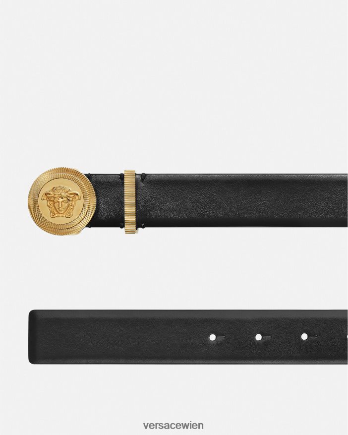 Schwarz Medusa Biggie-Ledergürtel Versace Männer Zubehör 8N4XJD1609