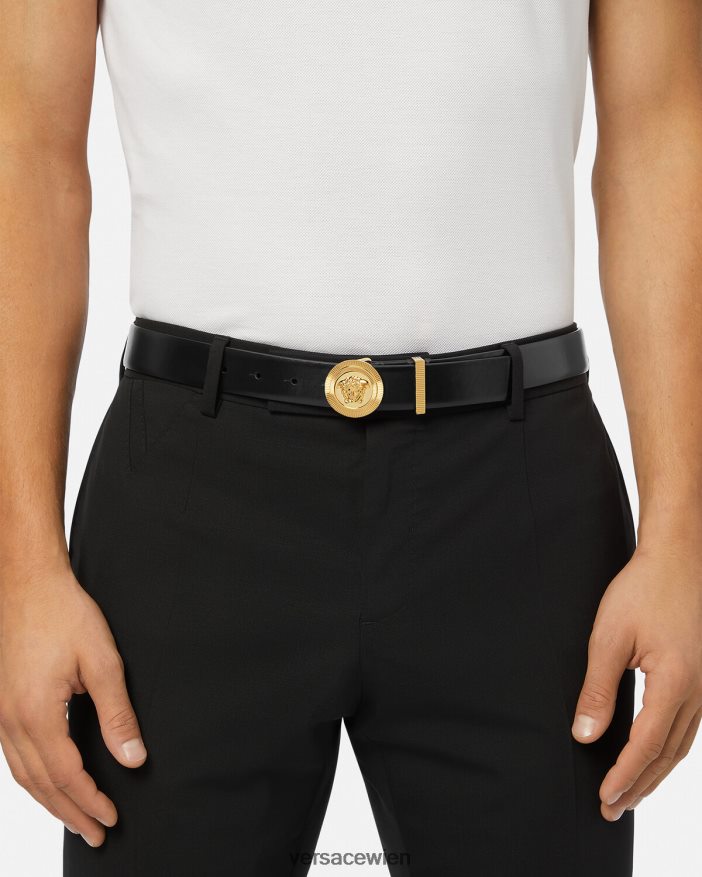 Schwarz Medusa Biggie-Ledergürtel Versace Männer Zubehör 8N4XJD1609