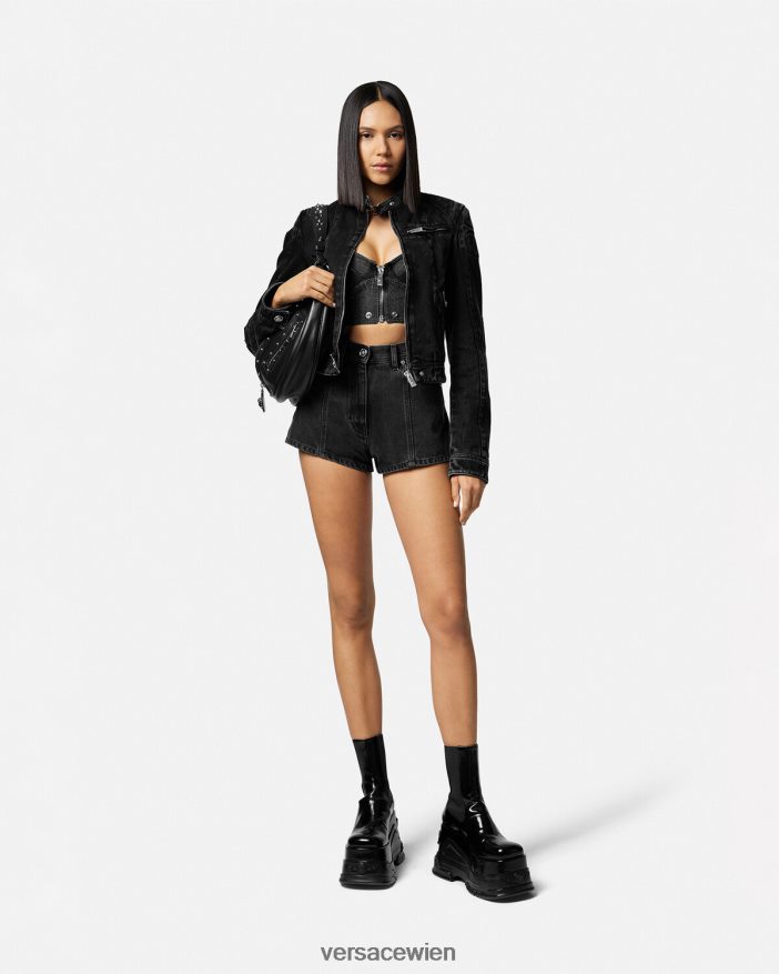 Schwarz Medusa-Jeansshorts Versace Frauen Kleidung 8N4XJD217