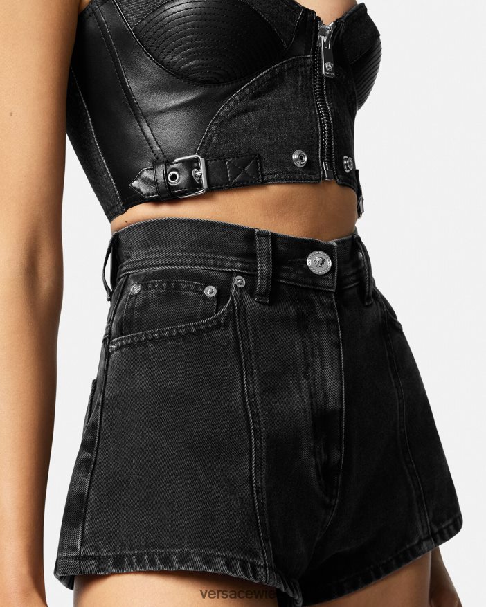 Schwarz Medusa-Jeansshorts Versace Frauen Kleidung 8N4XJD217