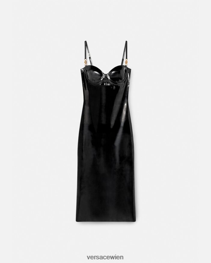 Schwarz Medusa-Latex-Midikleid Versace Frauen Kleidung 8N4XJD39