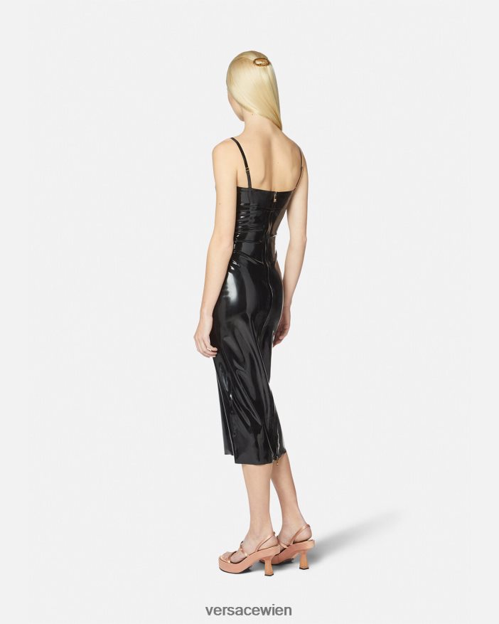 Schwarz Medusa-Latex-Midikleid Versace Frauen Kleidung 8N4XJD39