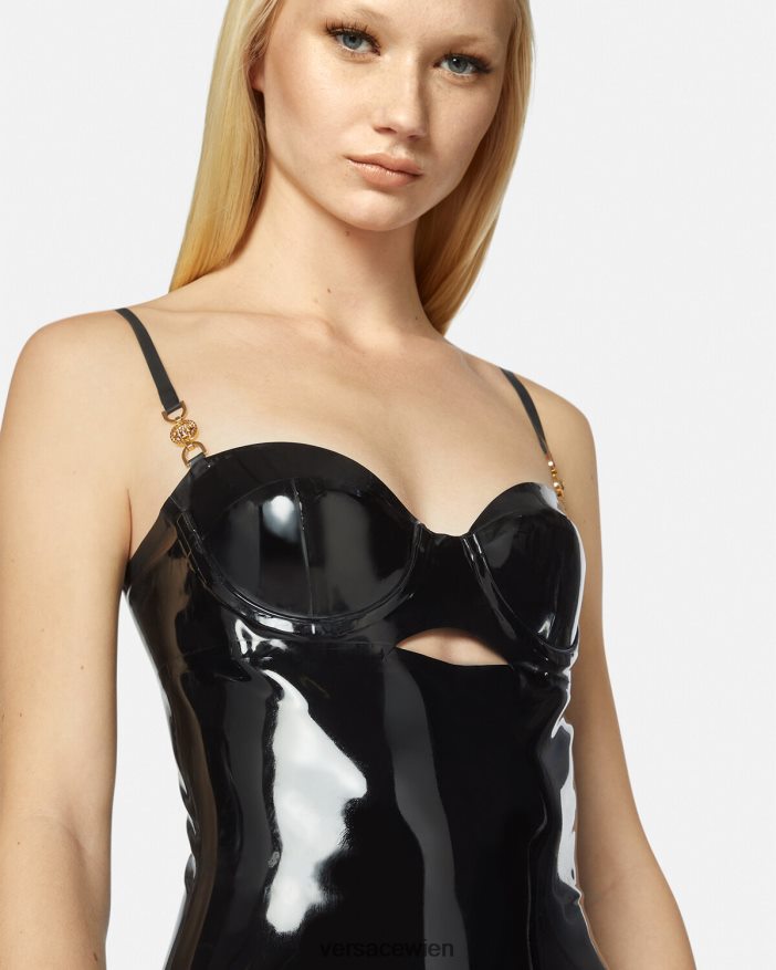Schwarz Medusa-Latex-Midikleid Versace Frauen Kleidung 8N4XJD39