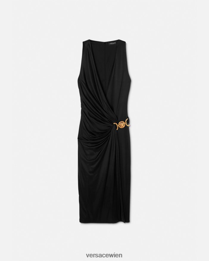 Schwarz Midikleid mit Medusa 95 Versace Frauen Kleidung 8N4XJD29