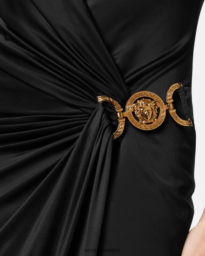 Schwarz Midikleid mit Medusa \95 Versace Frauen Kleidung 8N4XJD29