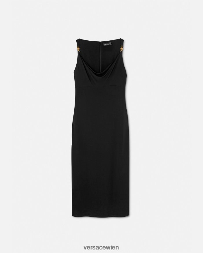 Schwarz Midikleid mit Medusa 95 Versace Frauen Kleidung 8N4XJD40