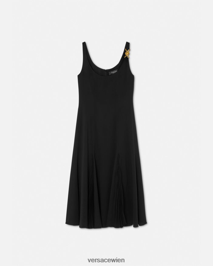 Schwarz Midikleid mit Medusa 95 Versace Frauen Kleidung 8N4XJD41