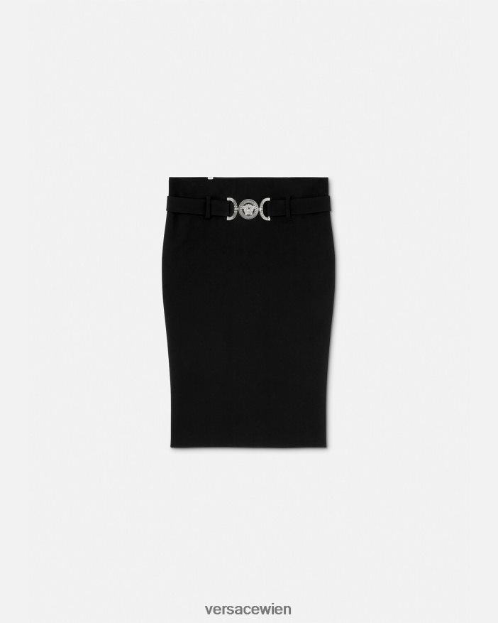 Schwarz Midirock mit Medusa 95 Versace Frauen Kleidung 8N4XJD174