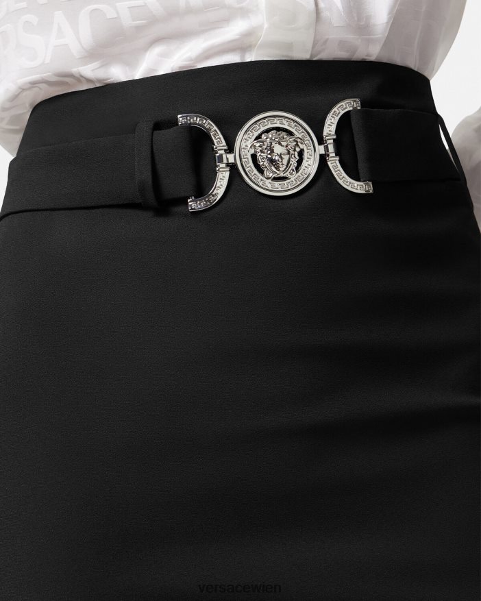 Schwarz Midirock mit Medusa \95 Versace Frauen Kleidung 8N4XJD174