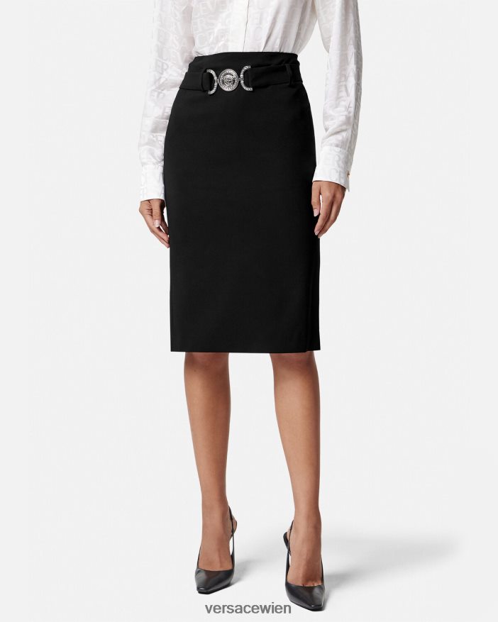 Schwarz Midirock mit Medusa \95 Versace Frauen Kleidung 8N4XJD174