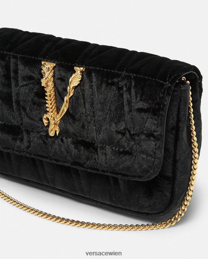 Schwarz Mini-Tasche aus Virtus-Samt Versace Frauen Taschen 8N4XJD377