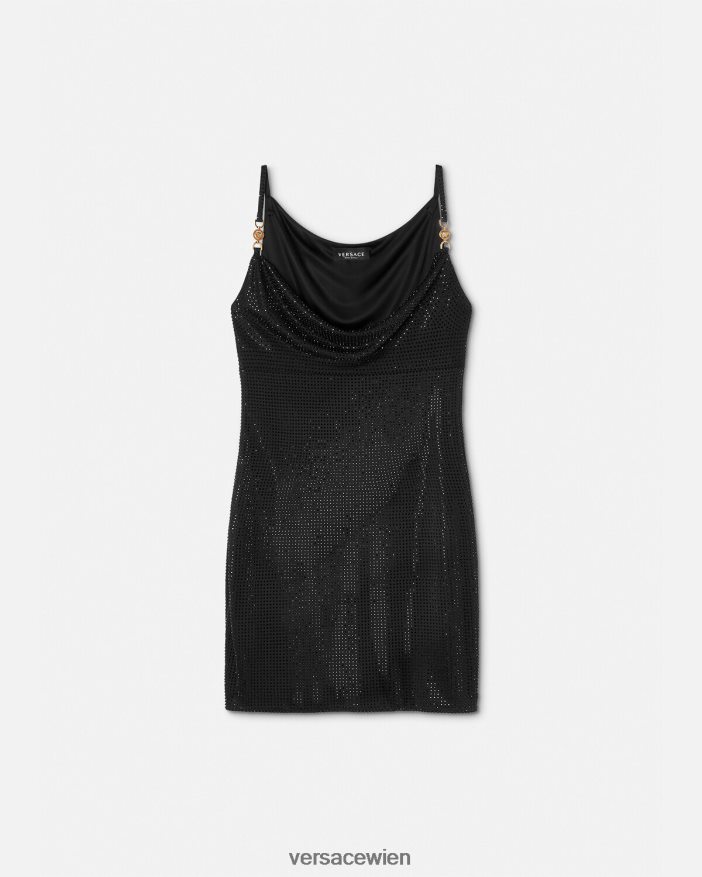 Schwarz Minikleid mit Kristallmedusa 95 Versace Frauen Kleidung 8N4XJD31
