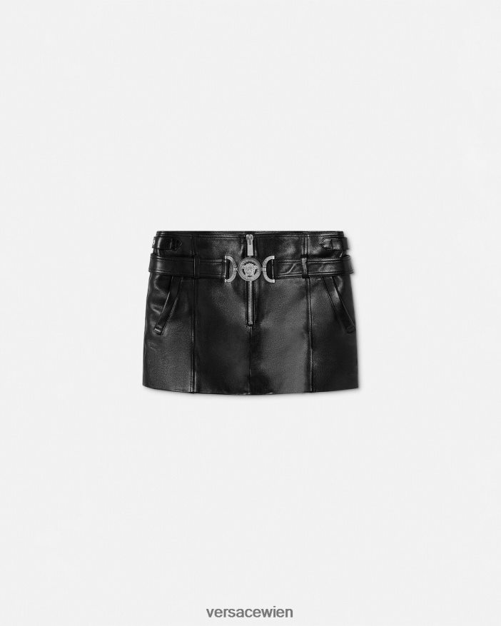 Schwarz Minirock aus Leder mit Medusa 95 Versace Frauen Kleidung 8N4XJD175