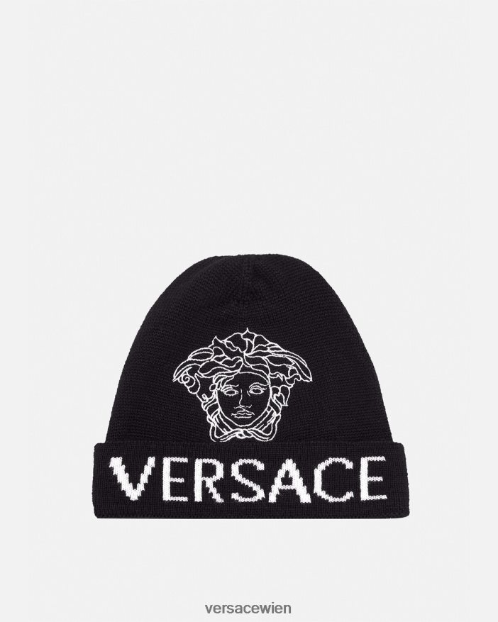 Schwarz Mütze mit Medusa-Logo Versace Kinder Zubehör 8N4XJD2078
