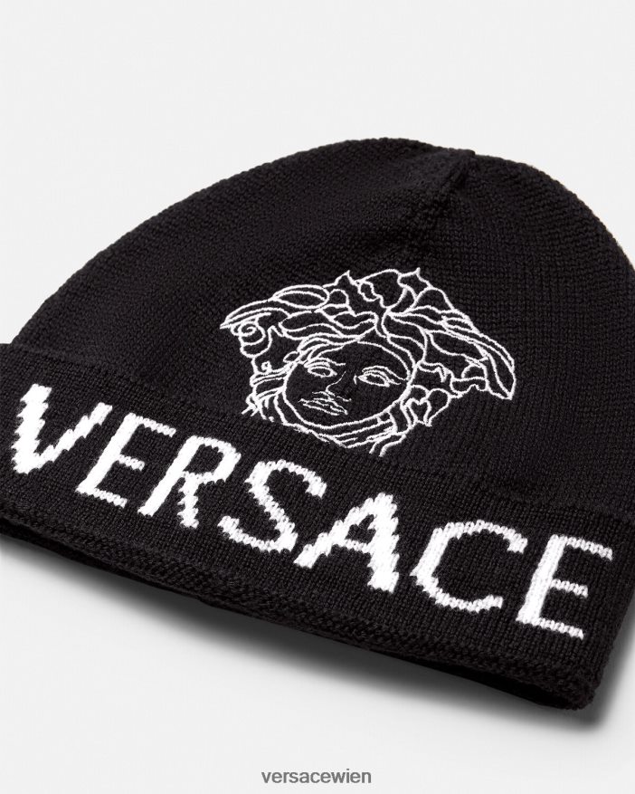 Schwarz Mütze mit Medusa-Logo Versace Kinder Zubehör 8N4XJD2078