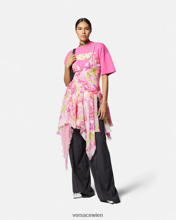 Schwarz Nadelstreifenhose mit weitem Bein Versace Frauen Kleidung 8N4XJD123