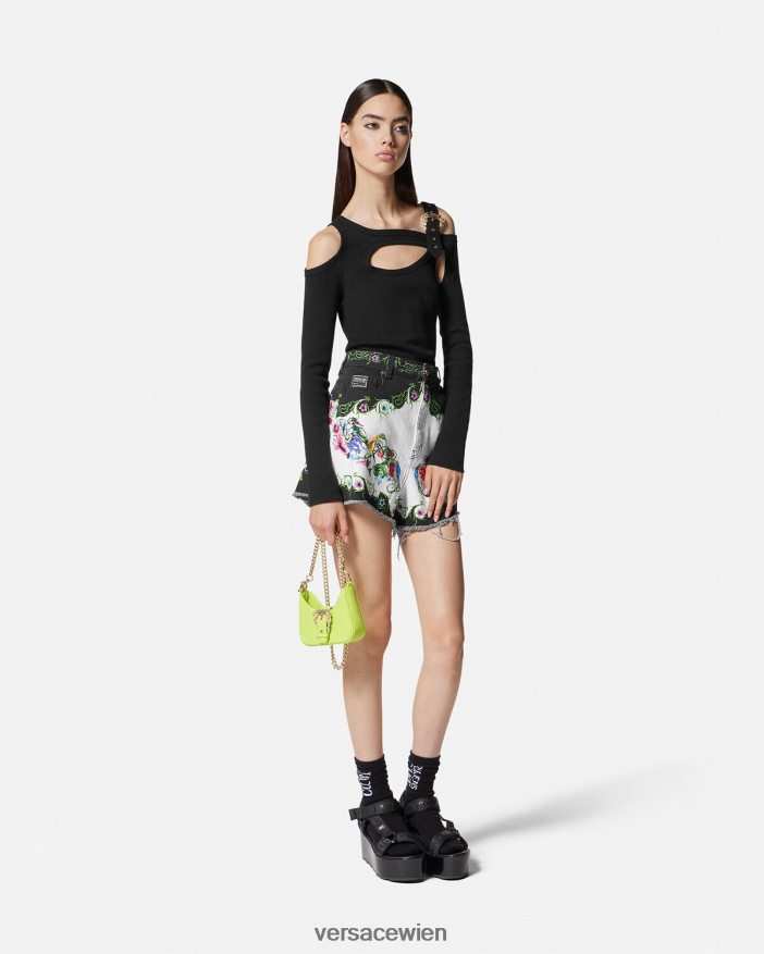 Schwarz Oberteil mit barockem Schnallenausschnitt Versace Frauen Kleidung 8N4XJD2147