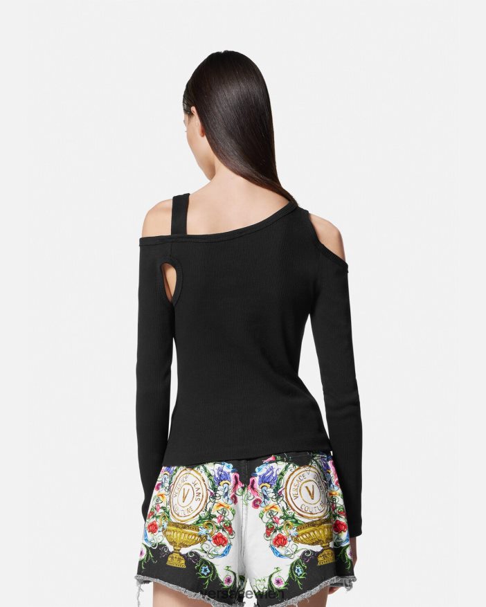 Schwarz Oberteil mit barockem Schnallenausschnitt Versace Frauen Kleidung 8N4XJD2147