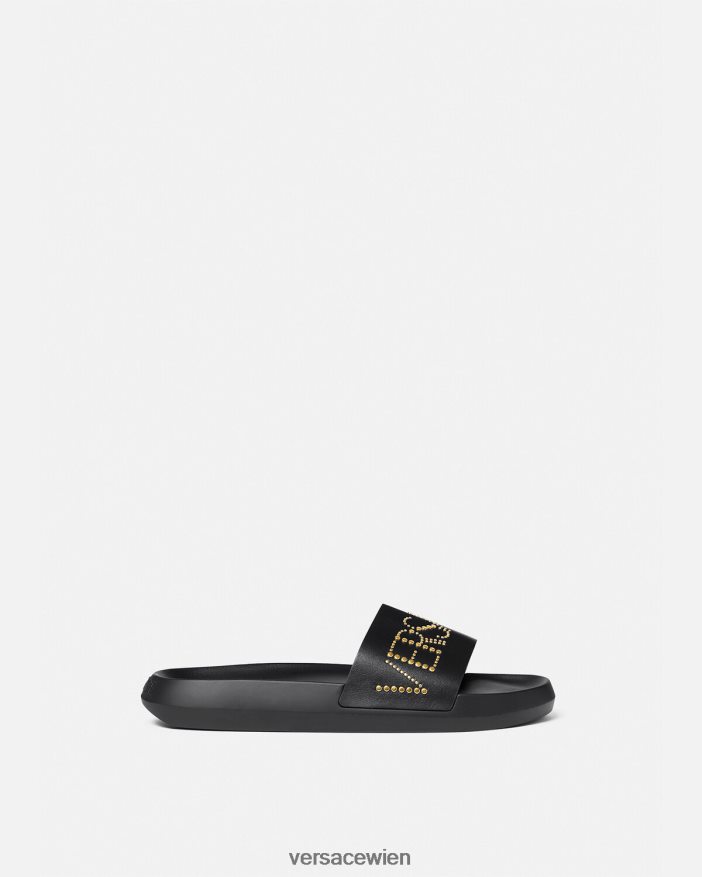 Schwarz Pantoletten mit Logo und Nieten Versace Männer Schuh 8N4XJD1596