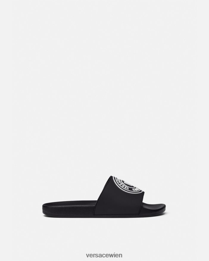 Schwarz Pantoletten mit V-Emblem-Logo Versace Männer Schuh 8N4XJD2458