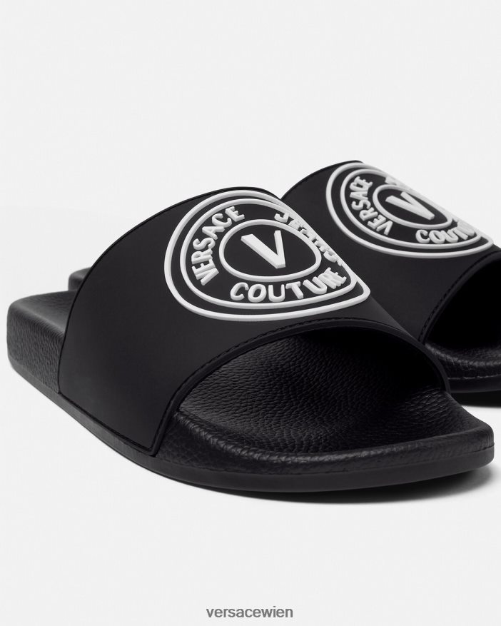Schwarz Pantoletten mit V-Emblem-Logo Versace Männer Schuh 8N4XJD2458