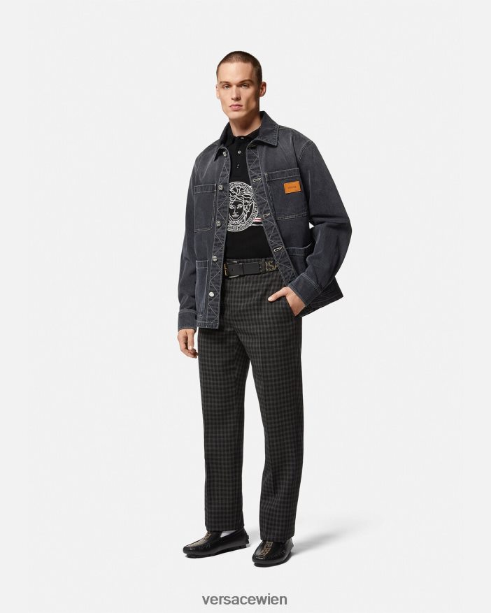 Schwarz Poloshirt mit Medusa-Stickerei Versace Männer Kleidung 8N4XJD1395