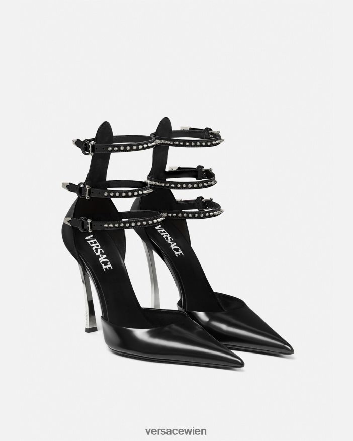 Schwarz Punktpumpen mit Spikes Versace Frauen Schuh 8N4XJD402
