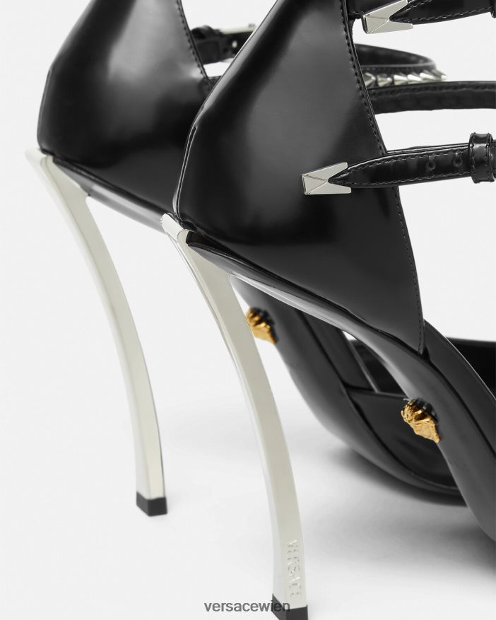 Schwarz Punktpumpen mit Spikes Versace Frauen Schuh 8N4XJD402