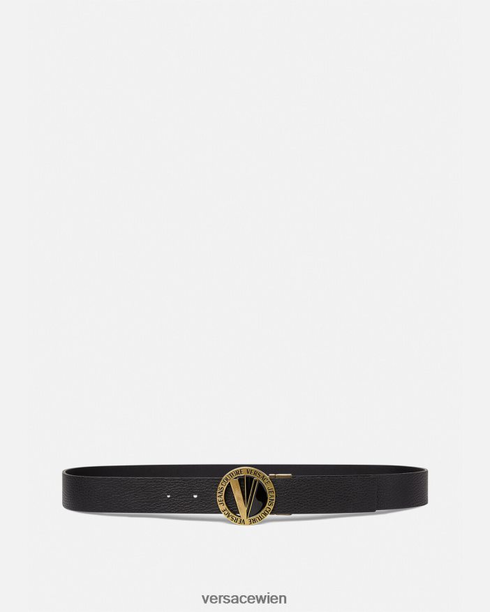 Schwarz Rundgürtel mit V-Emblem Versace Männer Zubehör 8N4XJD2473
