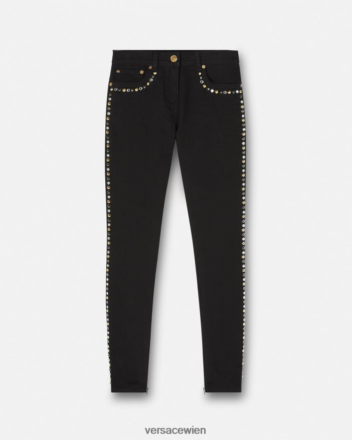 Schwarz Röhrenjeans mit Medusa-Nieten Versace Frauen Kleidung 8N4XJD214