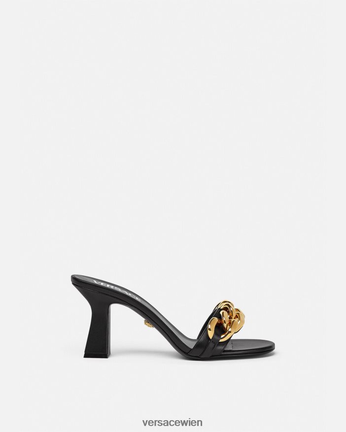 Schwarz Sandalen mit mittelhohem Absatz und Kette Versace Frauen Schuh 8N4XJD461