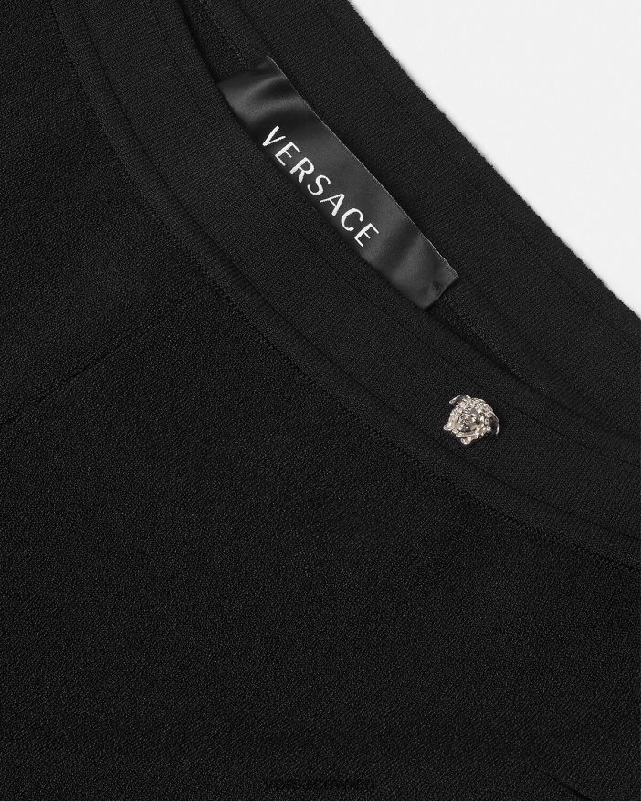 Schwarz Schlaghose aus geschlitztem Strick Versace Frauen Kleidung 8N4XJD208