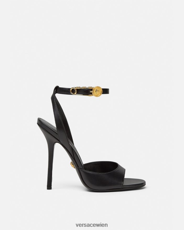 Schwarz Sicherheitsnadel-Sandalen mit hohem Absatz Versace Frauen Schuh 8N4XJD449
