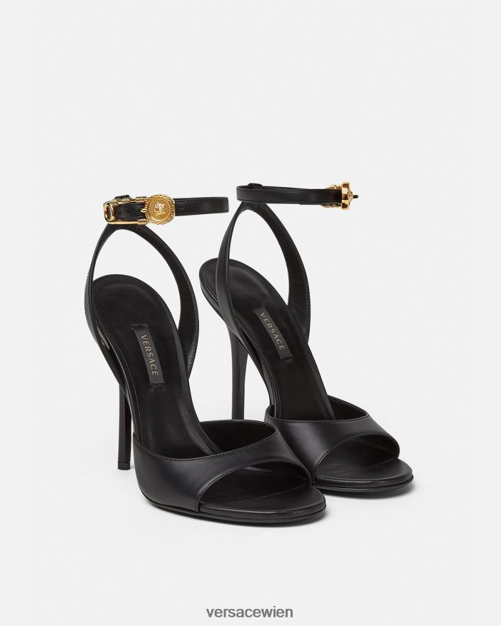Schwarz Sicherheitsnadel-Sandalen mit hohem Absatz Versace Frauen Schuh 8N4XJD449