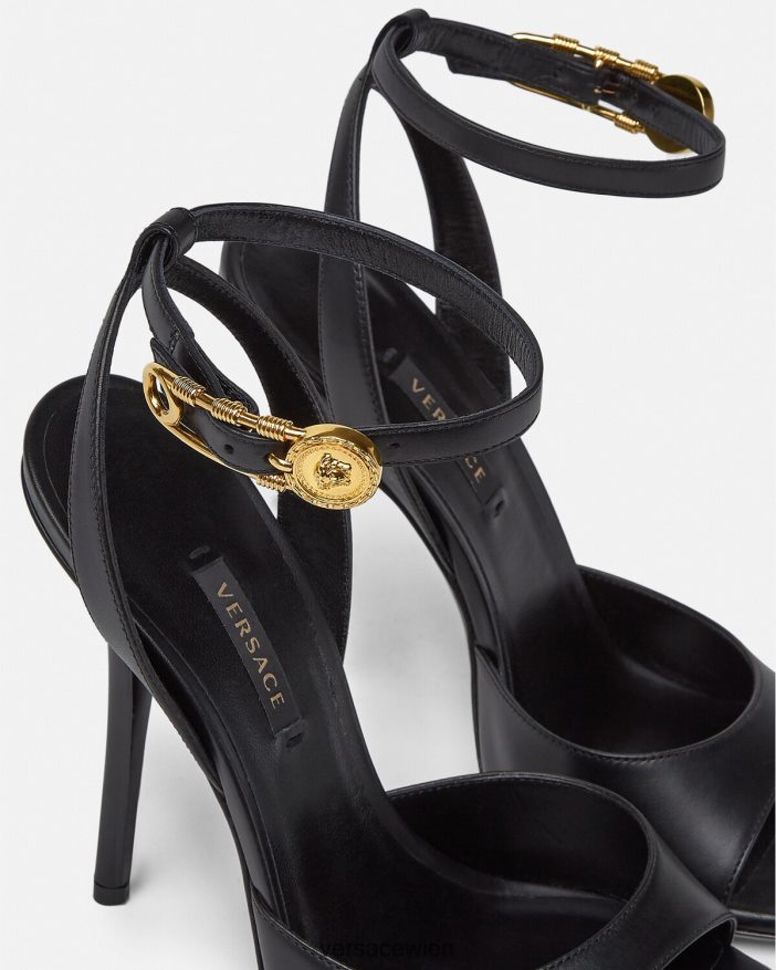 Schwarz Sicherheitsnadel-Sandalen mit hohem Absatz Versace Frauen Schuh 8N4XJD449