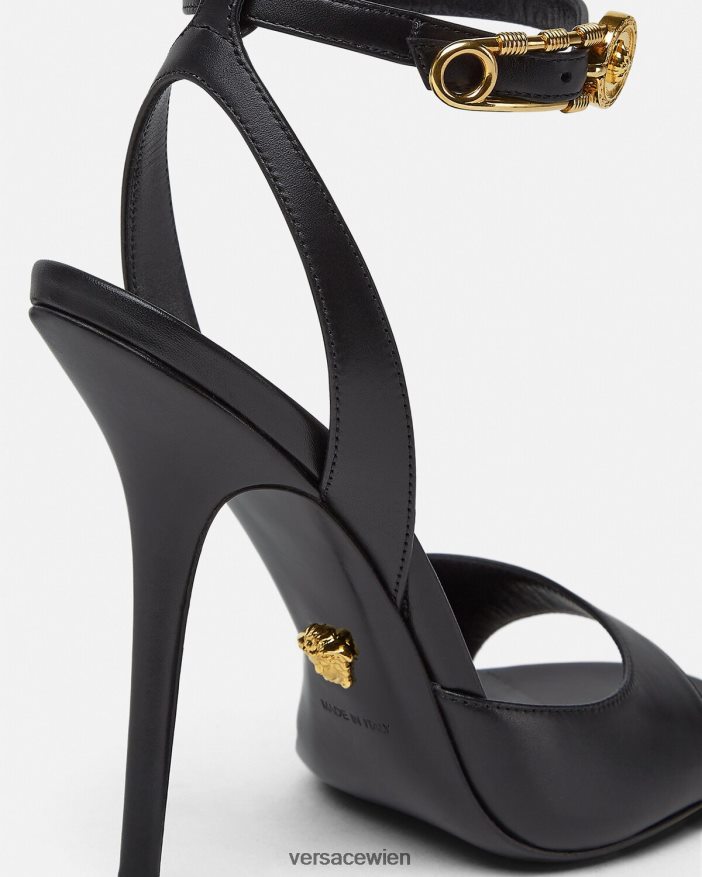 Schwarz Sicherheitsnadel-Sandalen mit hohem Absatz Versace Frauen Schuh 8N4XJD449