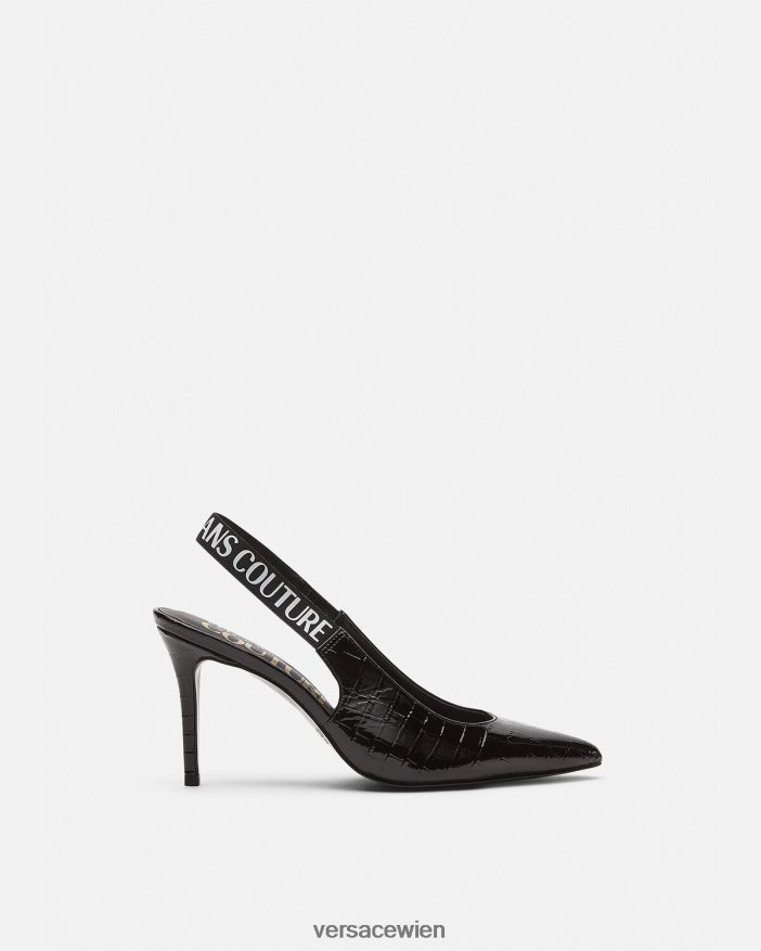Schwarz Slingback-Pumps mit Logo Versace Frauen Schuh 8N4XJD2307