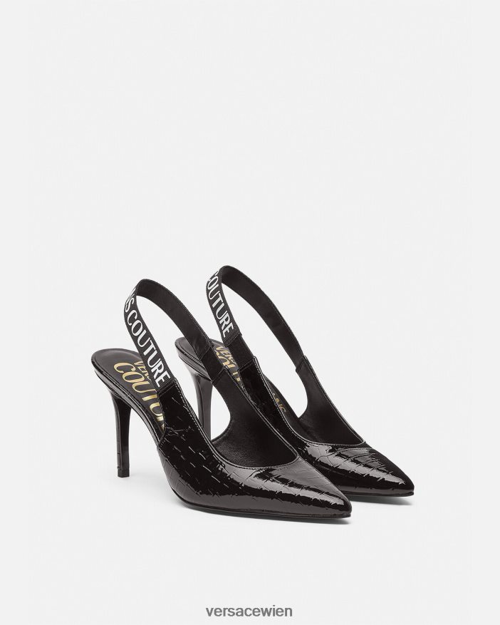 Schwarz Slingback-Pumps mit Logo Versace Frauen Schuh 8N4XJD2307