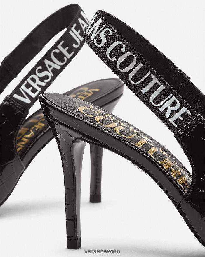 Schwarz Slingback-Pumps mit Logo Versace Frauen Schuh 8N4XJD2307