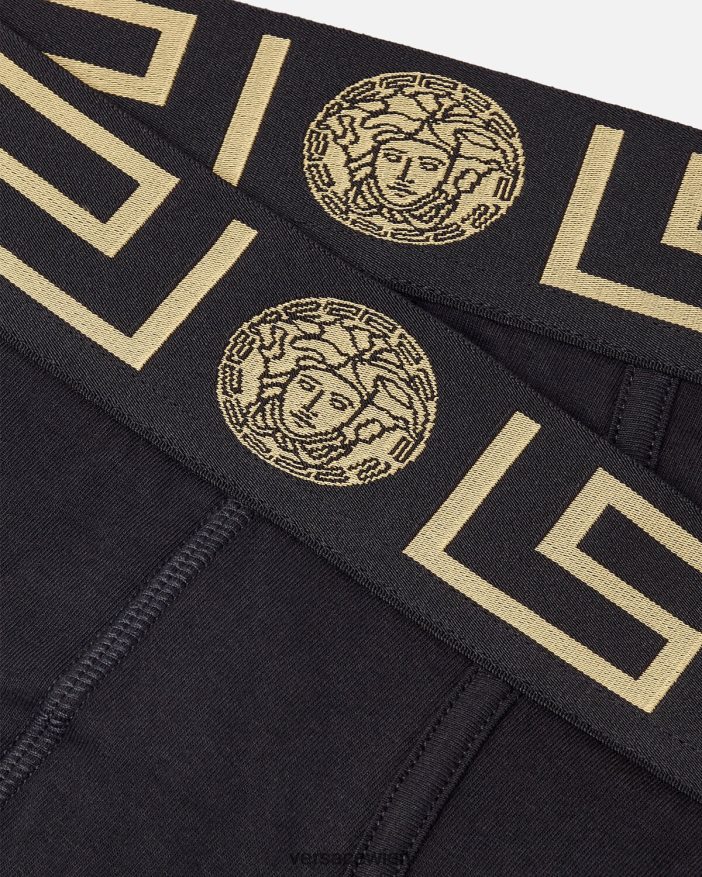 Schwarz Slips mit Greca-Bordüre im 2er-Pack Versace Männer Unterwäsche und Strandbekleidung 8N4XJD1782