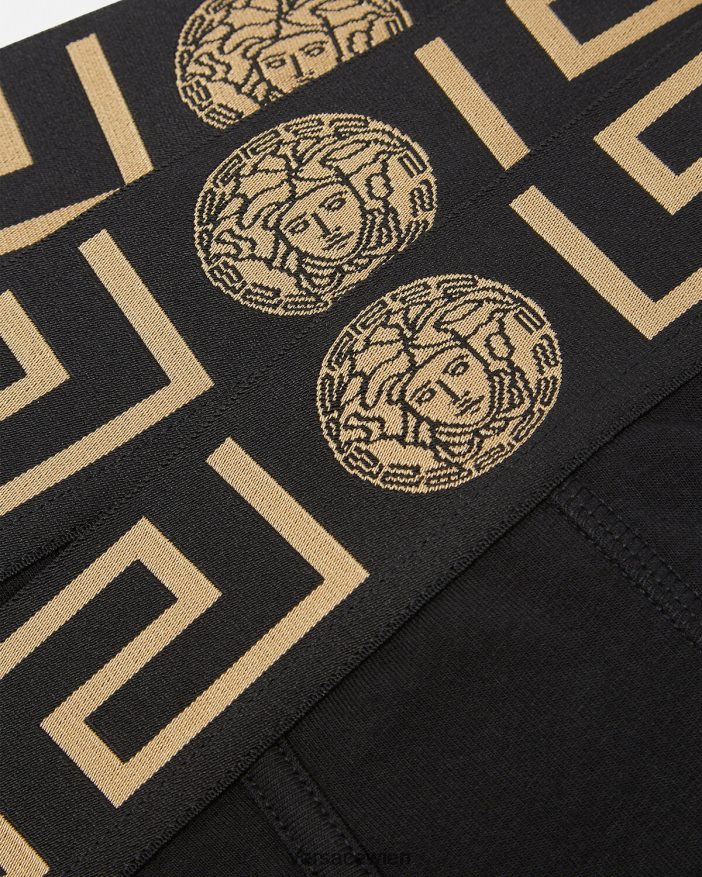 Schwarz Slips mit Greca-Bordüre im 3er-Pack Versace Männer Unterwäsche und Strandbekleidung 8N4XJD1778