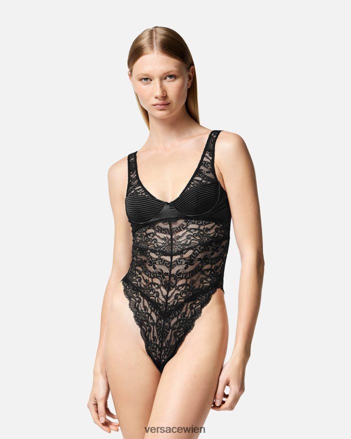 Schwarz Spitzen-Body Versace Frauen Unterwäsche und Strandbekleidung 8N4XJD1068