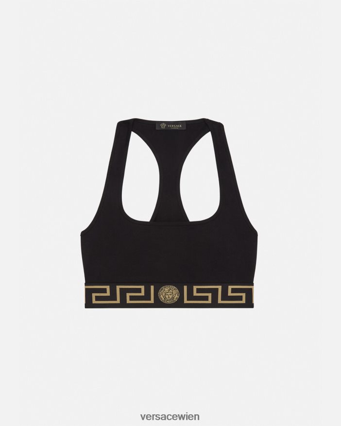 Schwarz Sport-BH mit Greca-Bordüre Versace Frauen Unterwäsche und Strandbekleidung 8N4XJD1036