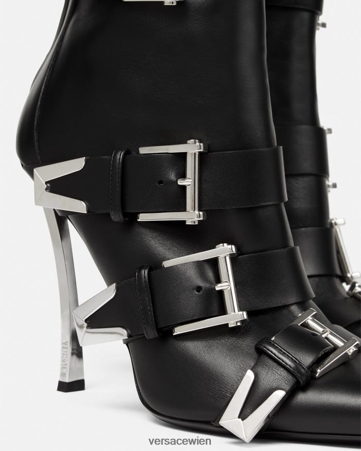 Schwarz Stiefel mit Pin-Point-Schnalle Versace Frauen Schuh 8N4XJD390