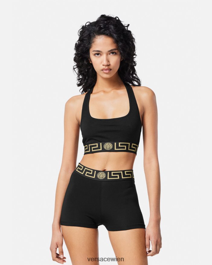 Schwarz Stämme mit Greca-Bordüre Versace Frauen Unterwäsche und Strandbekleidung 8N4XJD1048