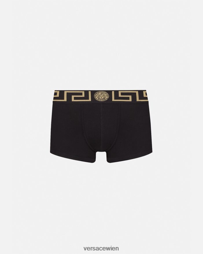 Schwarz Stämme mit Greca-Bordüre Versace Männer Unterwäsche und Strandbekleidung 8N4XJD1755