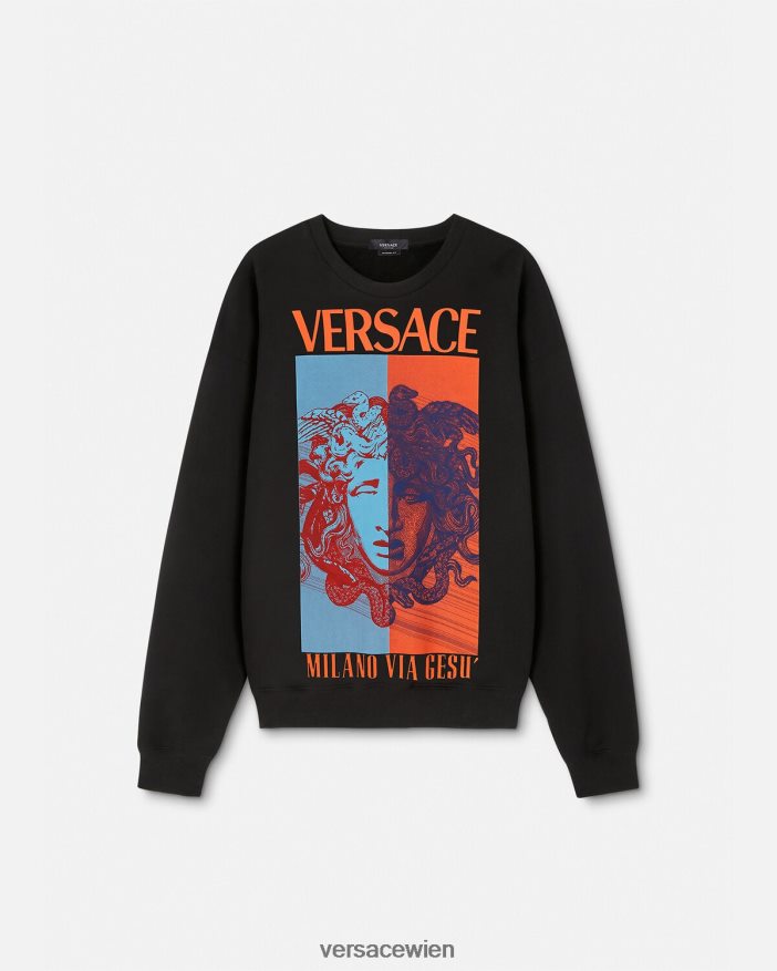 Schwarz Sweatshirt mit Medusa-Grafik Versace Männer Kleidung 8N4XJD1428