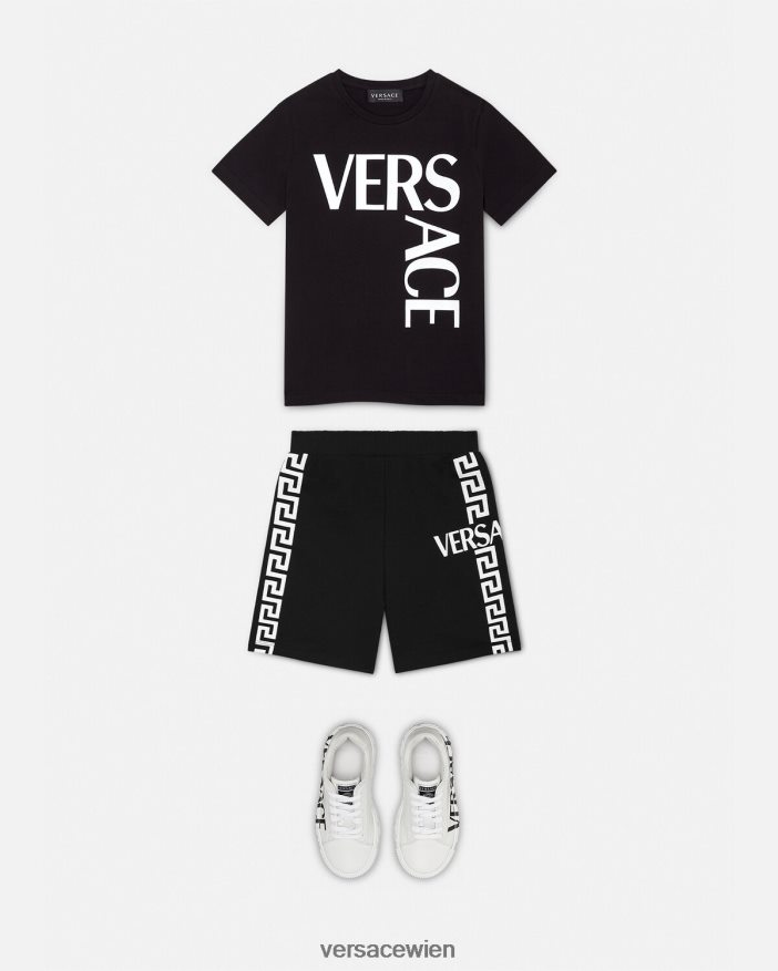 Schwarz Sweatshorts mit Logo Versace Kinder Kleidung 8N4XJD2098