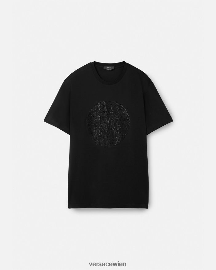 Schwarz T-Shirt mit Barocco-Silhouette Versace Männer Kleidung 8N4XJD1378
